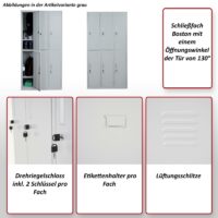 Schliessfach Spind Boston 3 Fächer blau