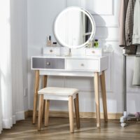 Schminktisch Kosmetiktisch 4 Schubladen Hocker Spiegel
