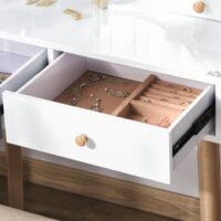 Schminktisch Kosmetiktisch 4 Schubladen Hocker Spiegel