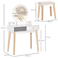 Schminktisch Kosmetiktisch 4 Schubladen Hocker Spiegel