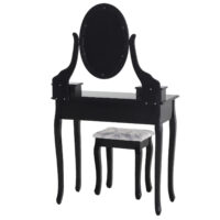 Schminktisch Kosmetiktisch drei Schubladen und Hocker schwarz