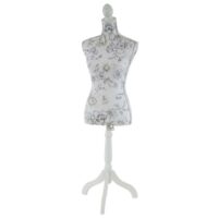 Schneiderpuppe Fiberglas ~ Weiss mit Blumen