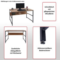 Schreibtisch Bürotisch Computertisch 120x60cm Marmor-Optik schwarz