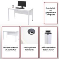 Schreibtisch Bürotisch Computertisch 120x60cm natur-weiss