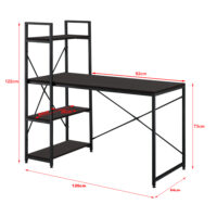 Schreibtisch Stavanger 122x120x64 cm mit Regal 4 Flächen Metall