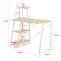 Schreibtisch Aalborg 117x102x50 cm mit Regal 4 Flächen