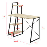 Schreibtisch Aalborg 117x102x50 cm mit Regal 4 Ablagen