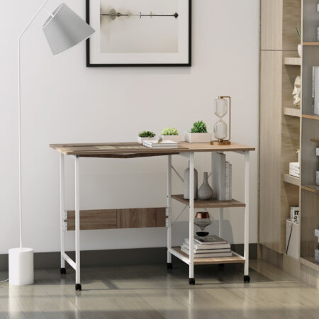 Schreibtisch Bürotisch Mobiler Computertisch mit Rollen 107x55x76cm