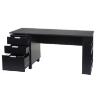 Schreibtisch Bürotisch mit Schubladen und Regal 150x60cm schwarz