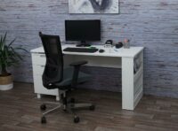 Schreibtisch Bürotisch mit Schubladen und Regal 150x60cm weiss