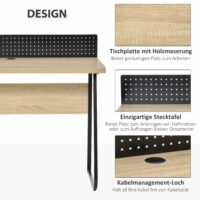 Schreibtisch Bürotisch mit Stecktafel Kabelmanagement-Loch 110x48x90cm