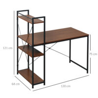 Schreibtisch Computertisch Arbeitstisch mit Regal 120x64x121cm
