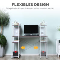 Schreibtisch Computertisch Arbeitstisch mit Regal 120x64x121cm