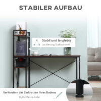 Schreibtisch Computertisch Arbeitstisch mit Regal 120x64x121cm