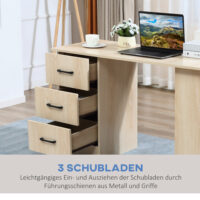 Schreibtisch Computertisch Bürotisch 3 Schubladen 120x49x72cm