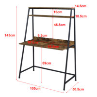 Schreibtisch Alvdal 143x105x51cm mit 2 Ablagen Dunkler Holzton