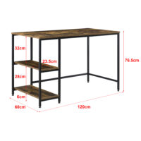 Schreibtisch Vilhelmina mit Ablagen 77x120x60cm auf Metallgestell