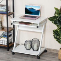 Schreibtisch Computertisch mit 4 Rollen PC-Tisch in Z-Form 60x48x73cm