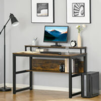 Schreibtisch Computertisch mit Ablage Rustikal Braun 120x60x85cm