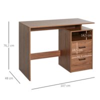 Schreibtisch Computertisch mit Ablagen 2 Schubladen107x48x76.2cm