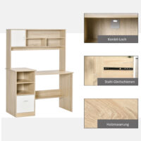 Schreibtisch Computertisch mit Bücherregal 120x60x160cm