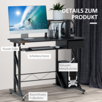 Schreibtisch Computertisch mit Schubladen 90x50x95cm