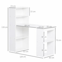 Schreibtisch Küchentisch mit Regal weiss 120x55x120cm