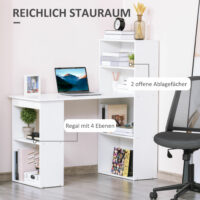 Schreibtisch Küchentisch mit Regal weiss 120x55x120cm