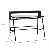 Schreibtisch mit Glasplatte und Ablagen modern 115x55x90cm