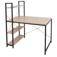Schreibtisch mit Regal 100x60cm Metall Holz natur
