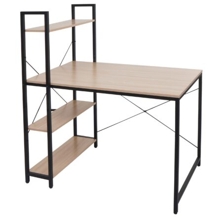 Schreibtisch mit Regal 100x60cm Metall Holz natur