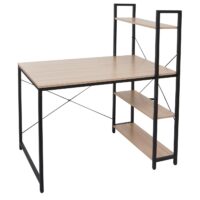 Schreibtisch mit Regal 100x60cm Metall Holz natur