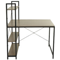 Schreibtisch mit Regal 100x60cm Metall MDF grau/braun