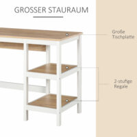 Schreibtisch mit Regal Bürotisch Natur+Weiss 110x48x76.2cm