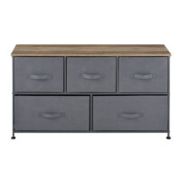 Kommode 55x100x29cm mit 5 Schubladen Grau/Holzfarben