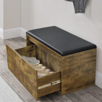 Sitzbank Degerfors 80x39x45cm mit Schublade Eiche dunkel Schwarz