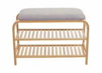 Schuhregal Peach Sitzbank Polsterbank mit Kissen Bambus 50x70x30cm