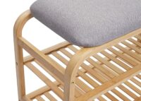 Schuhregal Peach Sitzbank Polsterbank mit Kissen Bambus 50x70x30cm