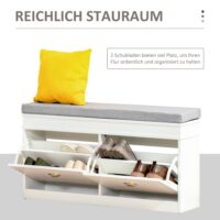 Schuhregal Schuhbank Schuhkipper mit Polster Weiss