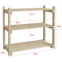 Schuhregal Them mit 3 Ablagen Kiefernholz
