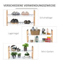 Schuhregal mit 4 Ablagen für Stiefel und Schuhe Kiefer weiss