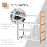 Schuhregal mit 4 Ablagen für Stiefel und Schuhe Kiefer weiss