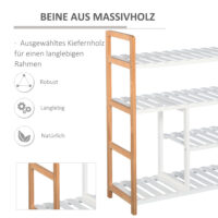 Schuhregal mit 4 Ablagen für Stiefel und Schuhe Kiefer weiss