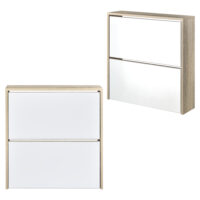 Schuhkipper 67x63x17cm mit 2 Türen für 6 Paar Schuhe Eiche Weiss