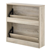 Schuhkipper 67x63x17cm mit 2 Türen für 6 Paar Schuhe Eiche Weiss