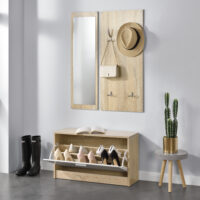 Wandgarderobe Hansnes mit Klapphaken 170 cm Grau Hochglanz