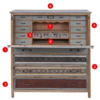 Sekretär Vintage Patchwork massiv 113x99x36cm