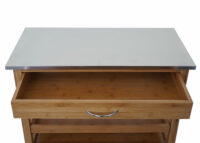 Servierwagen Küchenwagen Bambus mit Edelstahlplatte 89x70x37cm