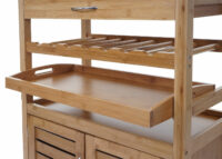 Servierwagen Küchenwagen Bambus mit Edelstahlplatte 89x70x37cm