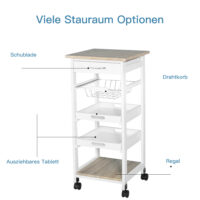Servierwagen Küchenwagen Kücheninsel 37x37x82 cm weiss